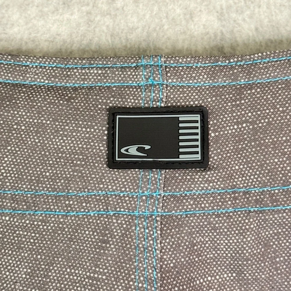 ONeill Mens Striped Board Shorts Blue Grey Size 31 Swim Trunks Cargo Pocket